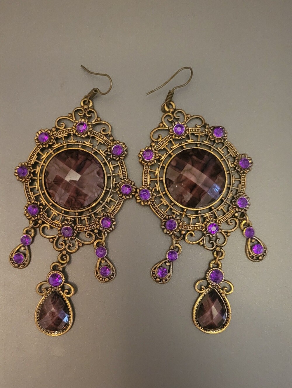 Vintage-Inspired Purple Chandelier Earrings